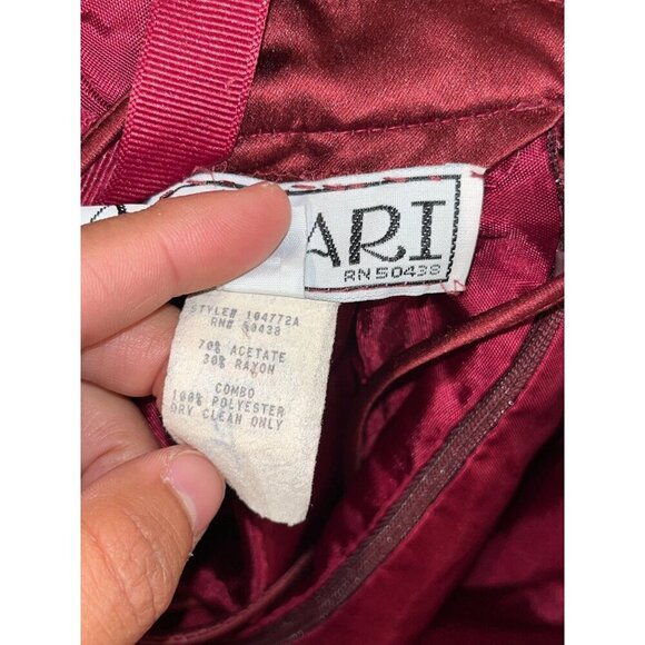 Vintage A.J. Bari Burgundy Halter Velvet Satin Back Lace-Up maxi Dress Women's S - Picture 7 of 8